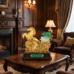 Ngựa phát tài chất liệu ngọc dát vàng A13