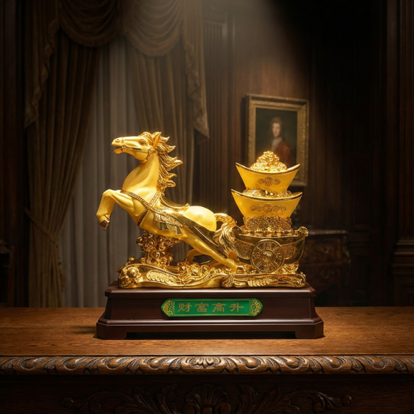 Ngựa phát tài chất liệu ngọc dát vàng  A14