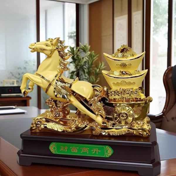 Ngựa phát tài chất liệu ngọc dát vàng  A14